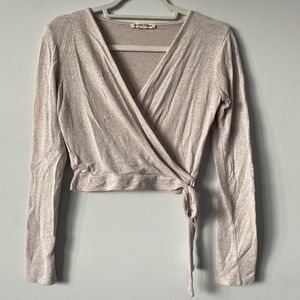 Creme/Light Beige Faux Wrap Top
